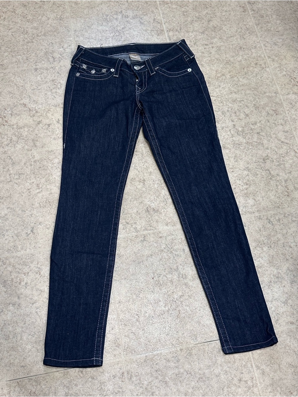 True Religion Womens Jeans Size 27 Dark Wash Rhinestone Flap Pocket USA - Picture 9 of 11